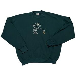 Vintage Calvin And Hobbes Green Bay Packers Peeing Vikings Men’s 2XL Sweatshirt